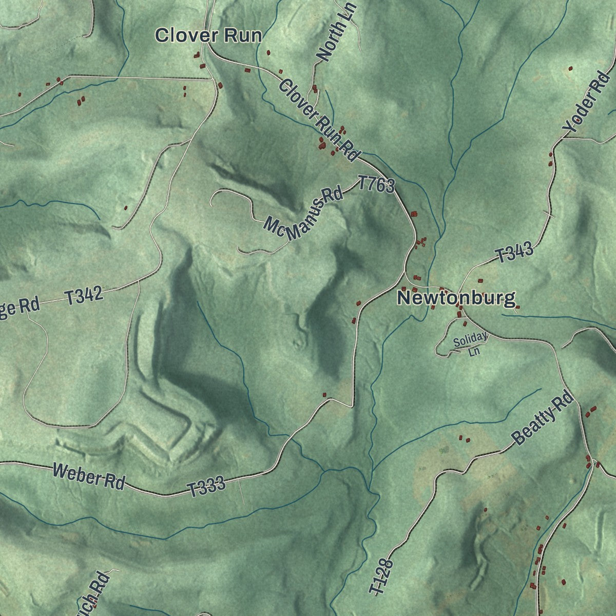 Second close-up of the map of Bell, Clearfield County, Pennsylvania print showing more streets and buildings