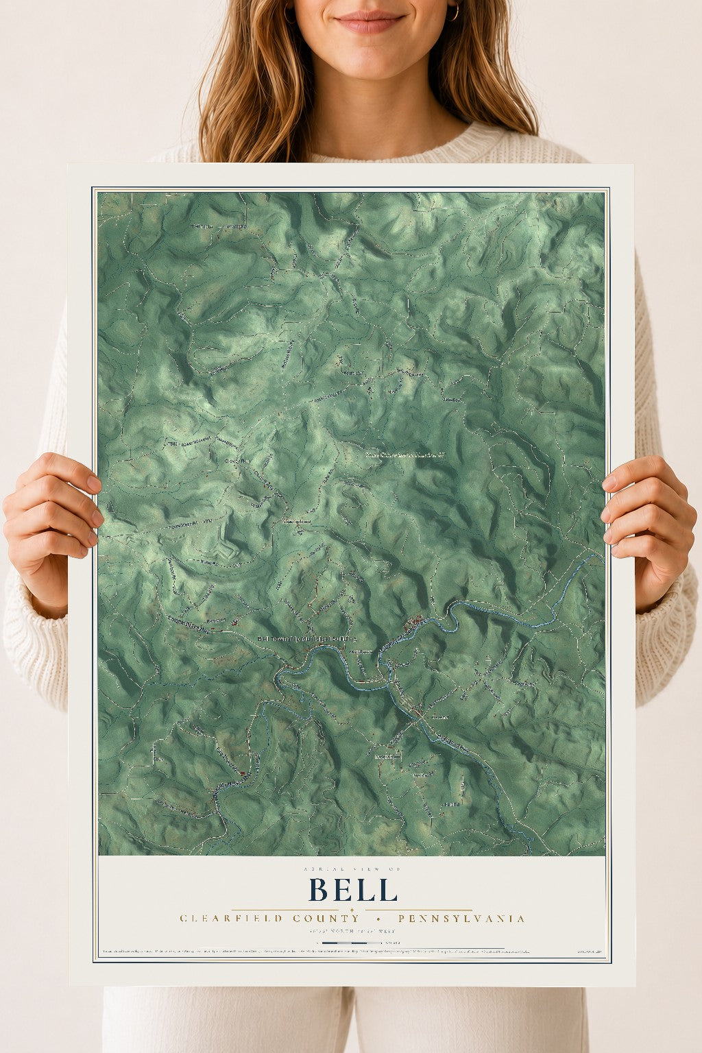 Map of Bell, Clearfield County, Pennsylvania, 18 x 24 inch unframed archival matte print