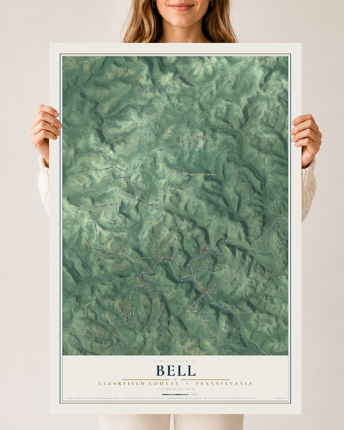 Map of Bell, Clearfield County, Pennsylvania, 24 x 36 inch unframed archival matte print