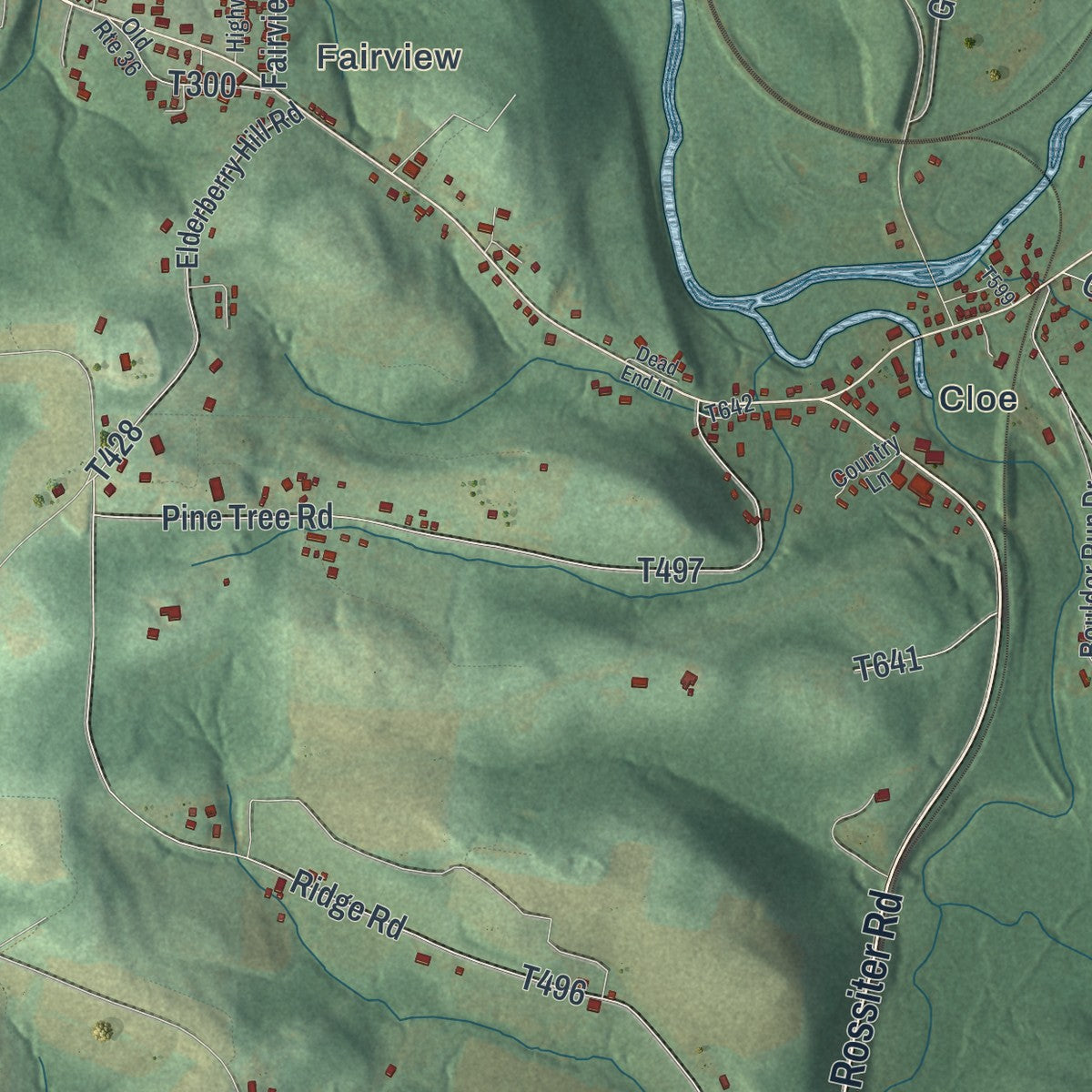 Second close-up of the map of Bell, Jefferson County, Pennsylvania print showing more streets and buildings