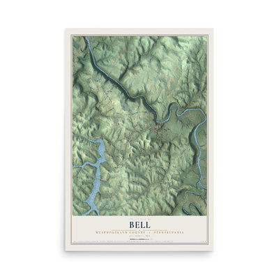 Map of Bell, Westmoreland County, Pennsylvania, 12 x 18 inch unframed archival matte print