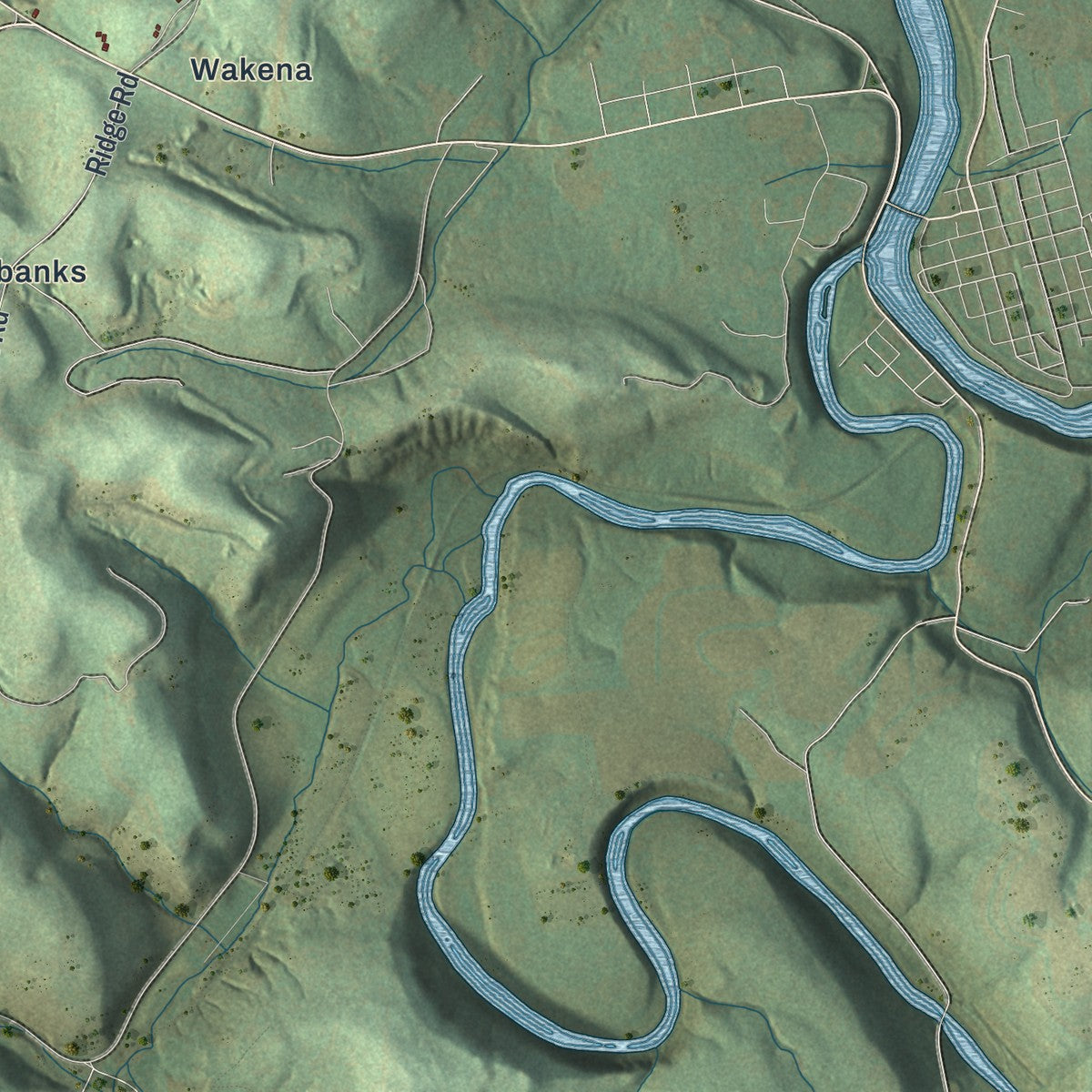 Second close-up of the map of Bell, Westmoreland County, Pennsylvania print showing more streets and buildings