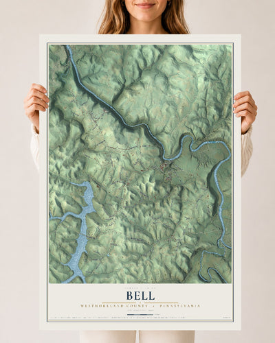 Map of Bell, Westmoreland County, Pennsylvania, 24 x 36 inch unframed archival matte print