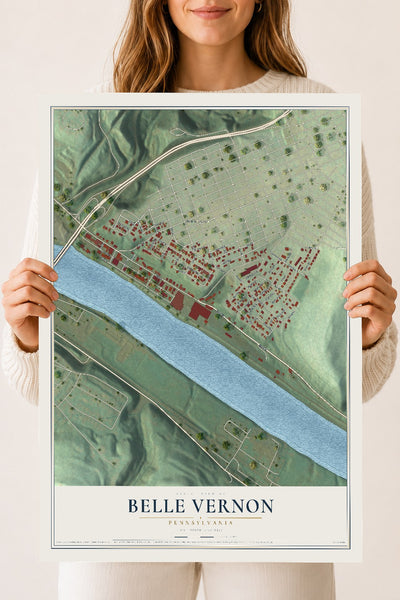 Map of Belle Vernon, Pennsylvania, 18 x 24 inch unframed archival matte print