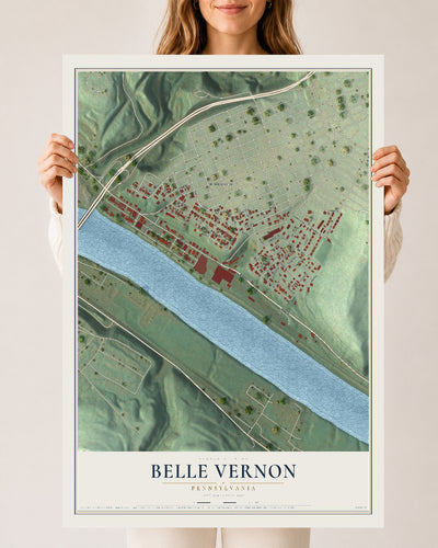 Map of Belle Vernon, Pennsylvania, 24 x 36 inch unframed archival matte print