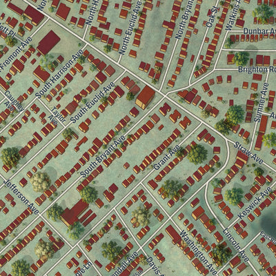 Close-up of the map of Bellevue, Pennsylvania print showing street and building detail