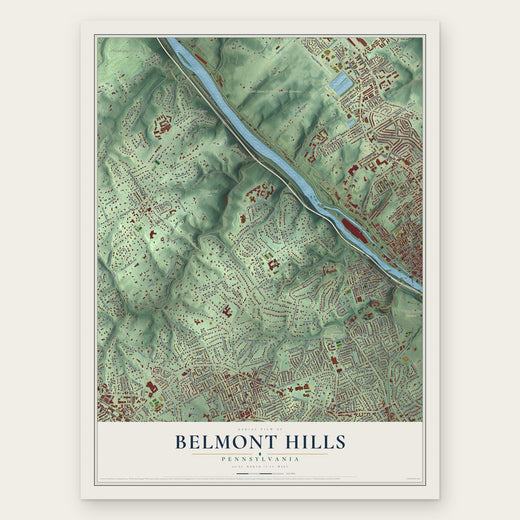 Belmont Hills, Pennsylvania map print, the full design
