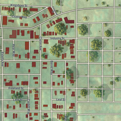 Close-up of the map of Beltzhoover, Pennsylvania print showing street and building detail