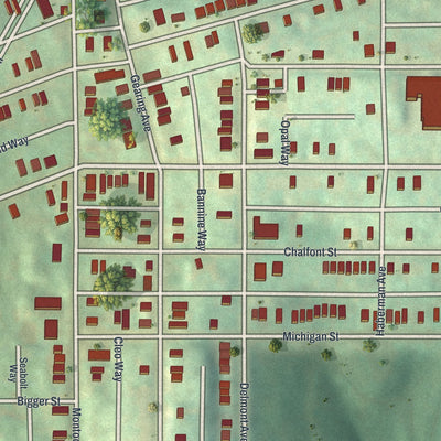 Second close-up of the map of Beltzhoover, Pennsylvania print showing more streets and buildings