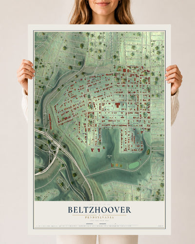Map of Beltzhoover, Pennsylvania, 24 x 36 inch unframed archival matte print