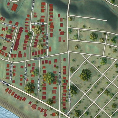 Second close-up of the map of Ben Avon, Pennsylvania print showing more streets and buildings
