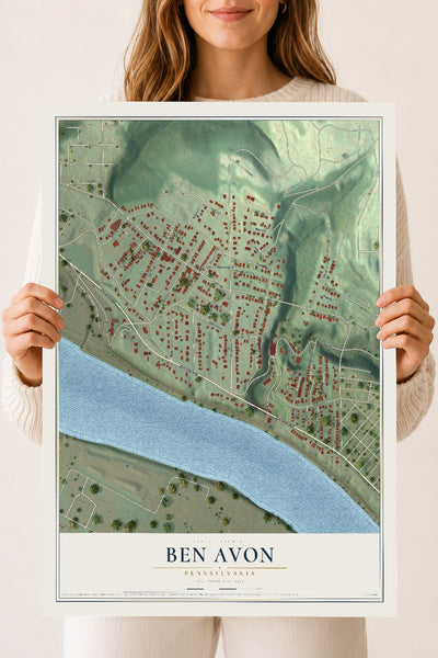 Map of Ben Avon, Pennsylvania, 18 x 24 inch unframed archival matte print