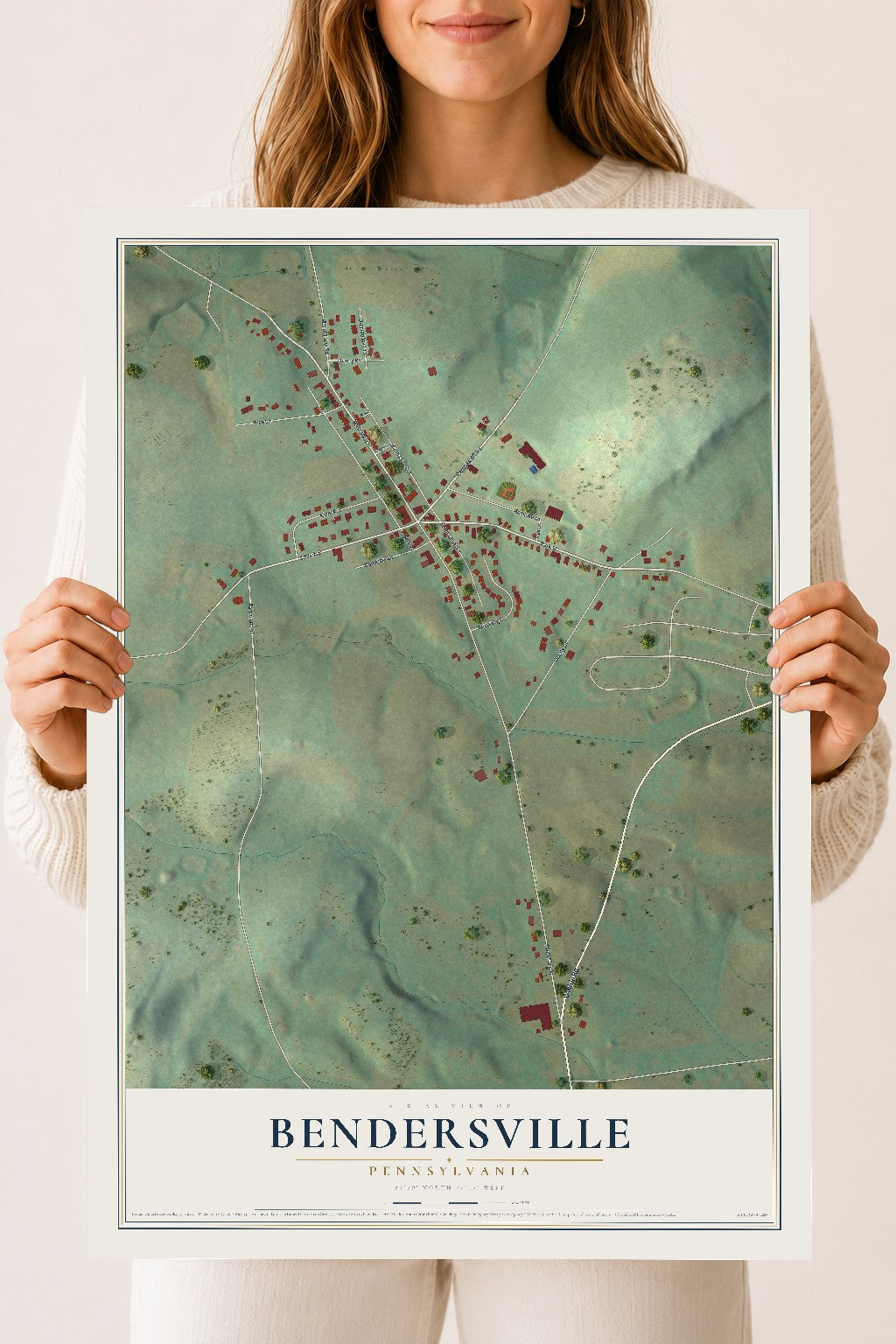 Map of Bendersville, Pennsylvania, 18 x 24 inch unframed archival matte print