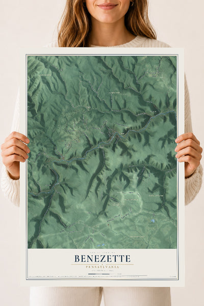 Map of Benezette, Pennsylvania, 18 x 24 inch unframed archival matte print