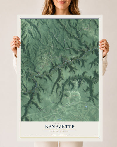 Map of Benezette, Pennsylvania, 24 x 36 inch unframed archival matte print