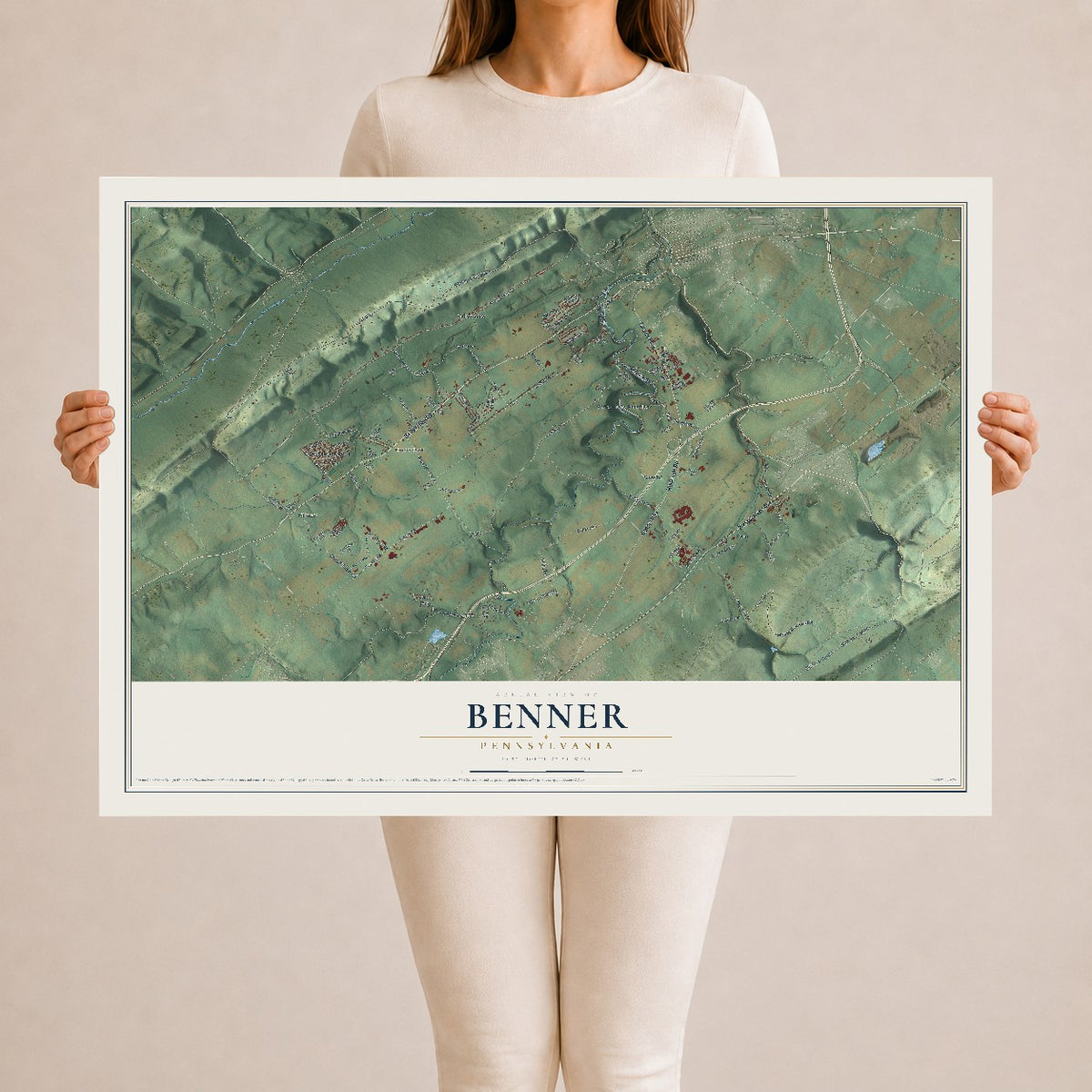 Map of Benner, Pennsylvania, 24 x 36 inch unframed archival matte print