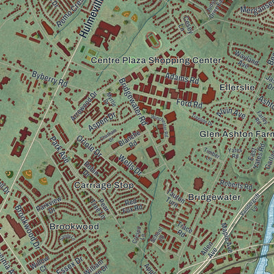 Close-up of the map of Bensalem, Pennsylvania print showing street and building detail