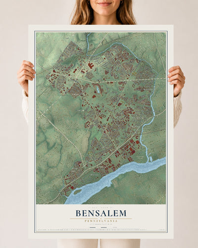 Map of Bensalem, Pennsylvania, 24 x 36 inch unframed archival matte print