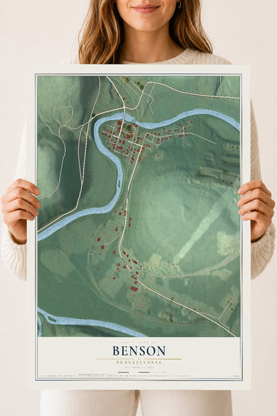 Map of Benson, Pennsylvania, 18 x 24 inch unframed archival matte print