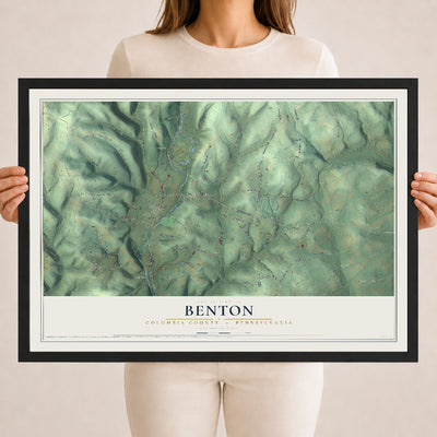 Map of Benton, Columbia County, Pennsylvania, 18 x 24 inch print in a black wood frame