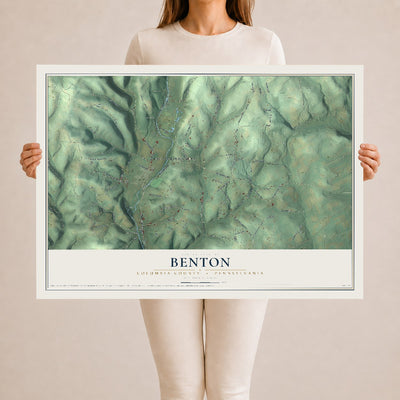 Map of Benton, Columbia County, Pennsylvania, 24 x 36 inch unframed archival matte print