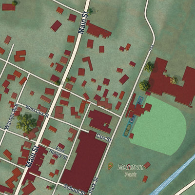 Second close-up of the map of the Borough of Benton, Columbia County, Pennsylvania print showing more streets and buildings