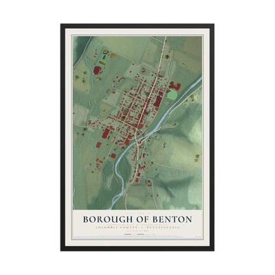Map of the Borough of Benton, Columbia County, Pennsylvania, 12 x 18 inch print in a black wood frame