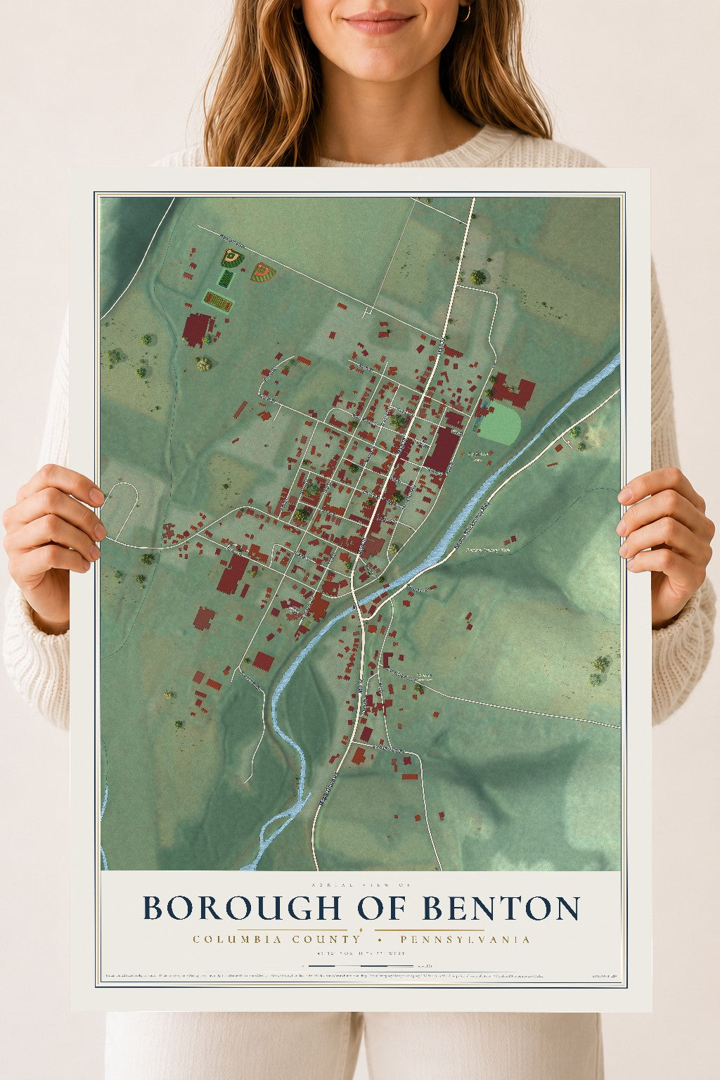 Map of the Borough of Benton, Columbia County, Pennsylvania, 18 x 24 inch unframed archival matte print