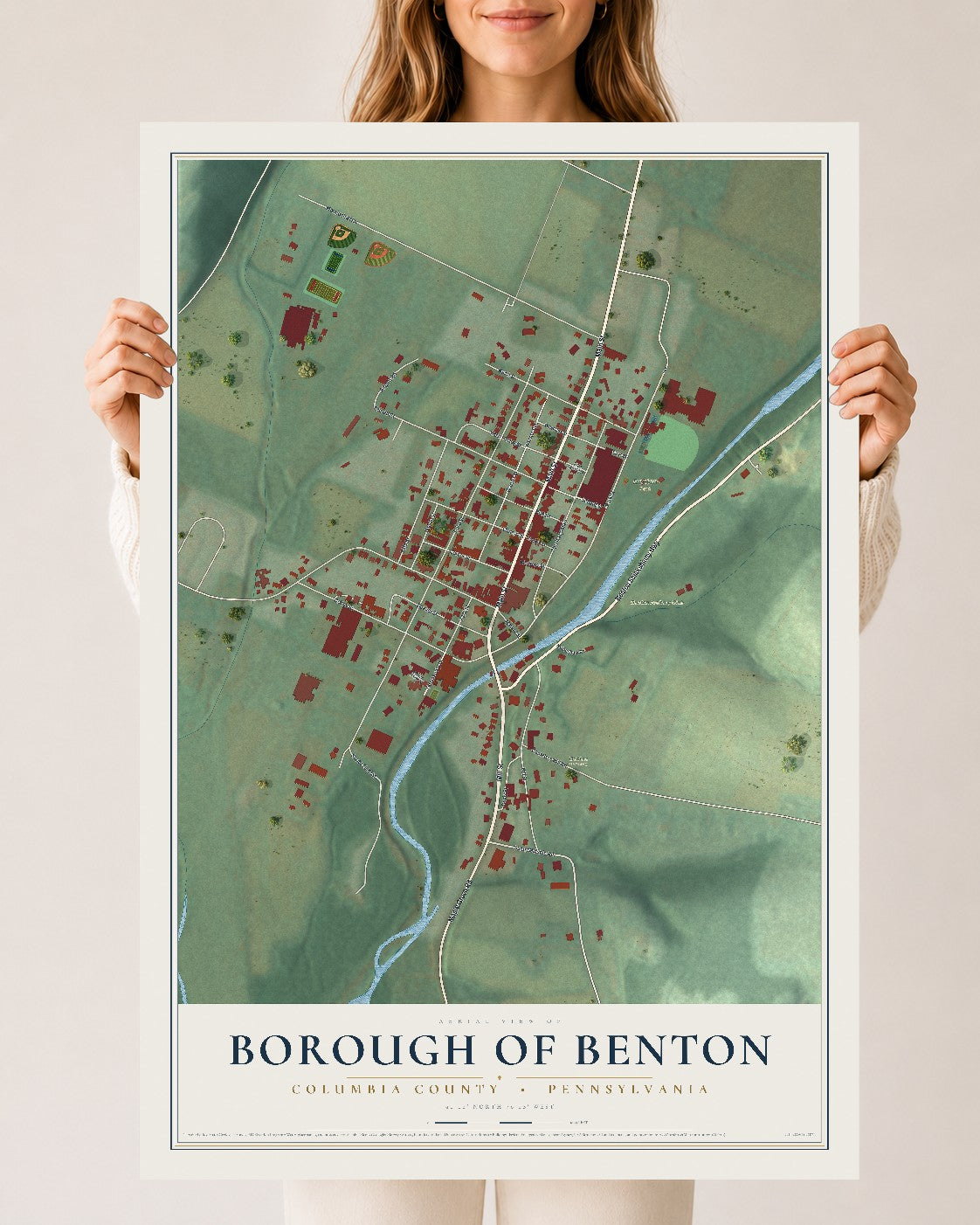 Map of the Borough of Benton, Columbia County, Pennsylvania, 24 x 36 inch unframed archival matte print