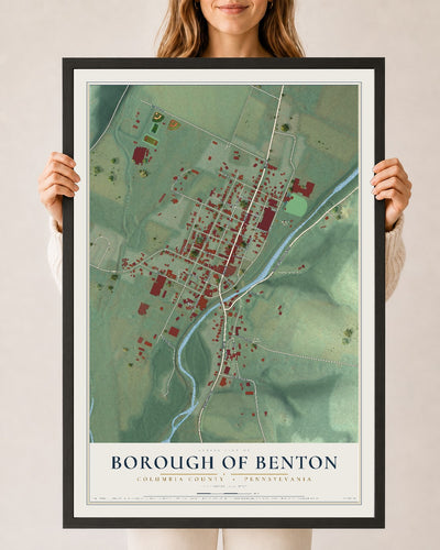 Map of the Borough of Benton, Columbia County, Pennsylvania, 24 x 36 inch print in a black wood frame