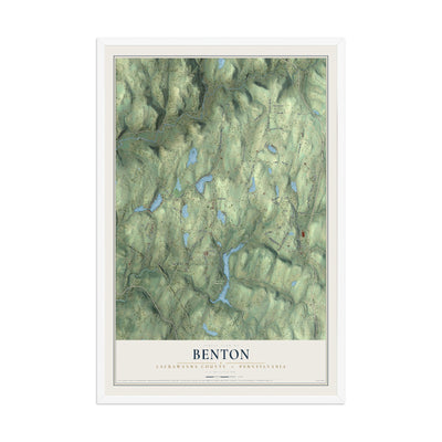 Map of Benton, Lackawanna County, Pennsylvania, 12 x 18 inch print in a white wood frame