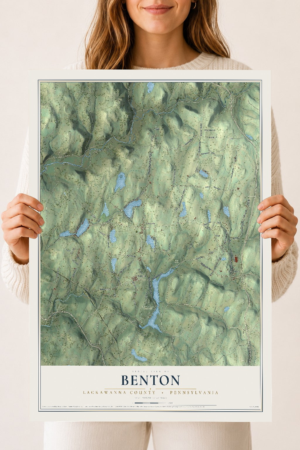 Map of Benton, Lackawanna County, Pennsylvania, 18 x 24 inch unframed archival matte print