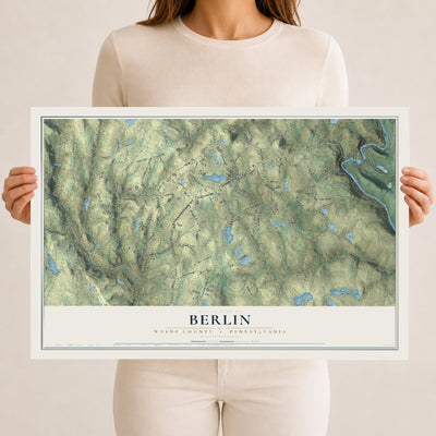 Map of Berlin, Wayne County, Pennsylvania, 12 x 18 inch unframed archival matte print