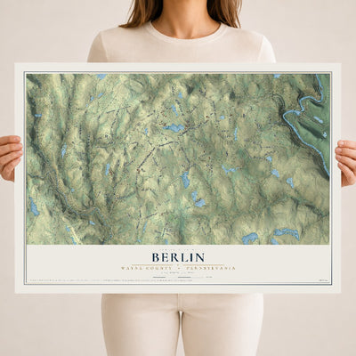 Map of Berlin, Wayne County, Pennsylvania, 18 x 24 inch unframed archival matte print
