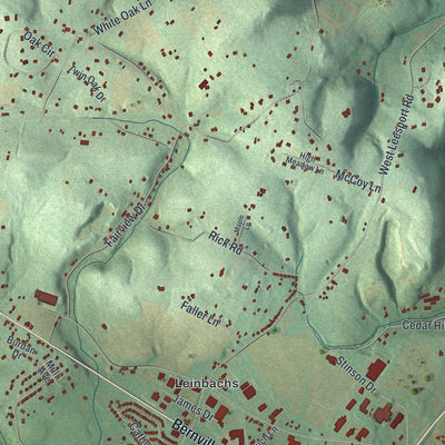Close-up of the map of Bern, Pennsylvania print showing street and building detail