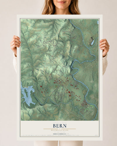Map of Bern, Pennsylvania, 24 x 36 inch unframed archival matte print