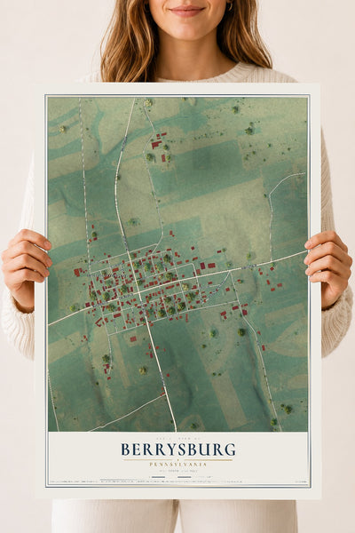 Map of Berrysburg, Pennsylvania, 18 x 24 inch unframed archival matte print