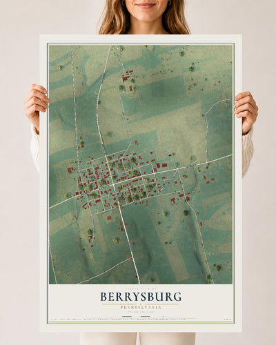 Map of Berrysburg, Pennsylvania, 24 x 36 inch unframed archival matte print
