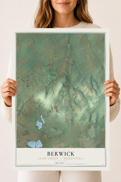 Map of Berwick, Adams County, Pennsylvania, 18 x 24 inch unframed archival matte print