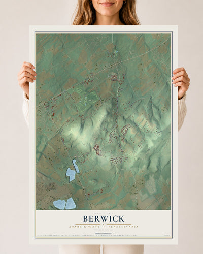 Map of Berwick, Adams County, Pennsylvania, 24 x 36 inch unframed archival matte print