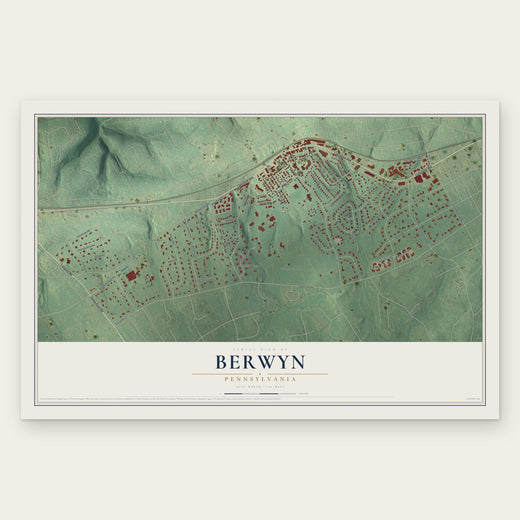 Berwyn, Pennsylvania map print, the full design