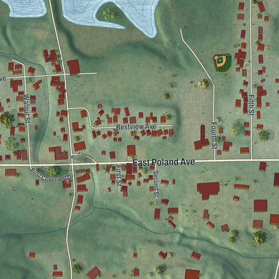 Close-up of the map of Bessemer, Pennsylvania print showing street and building detail