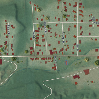 Second close-up of the map of Bessemer, Pennsylvania print showing more streets and buildings