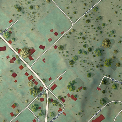 Close-up of the map of Bethany, Pennsylvania print showing street and building detail