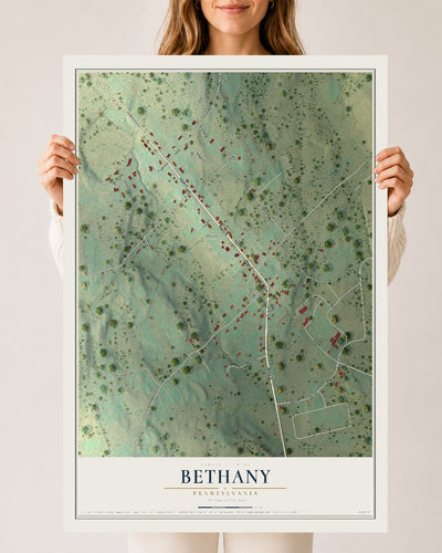 Map of Bethany, Pennsylvania, 24 x 36 inch unframed archival matte print