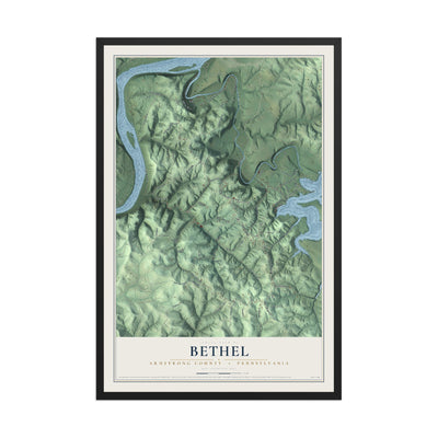 Map of Bethel, Armstrong County, Pennsylvania, 12 x 18 inch print in a black wood frame