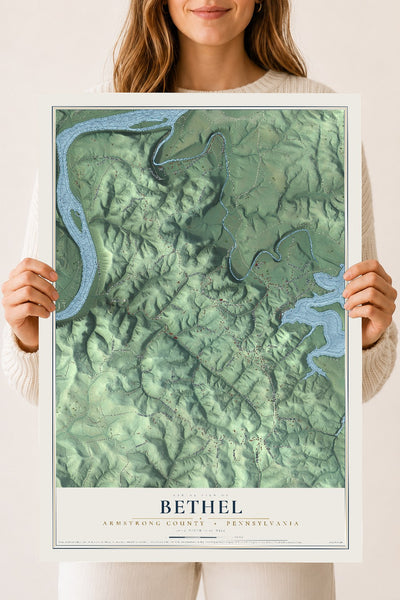 Map of Bethel, Armstrong County, Pennsylvania, 18 x 24 inch unframed archival matte print