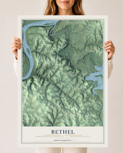 Map of Bethel, Armstrong County, Pennsylvania, 24 x 36 inch unframed archival matte print