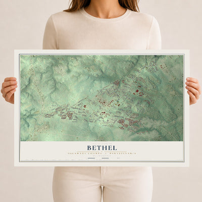 Map of Bethel, Delaware County, Pennsylvania, 12 x 18 inch unframed archival matte print