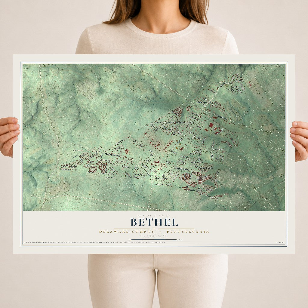 Map of Bethel, Delaware County, Pennsylvania, 18 x 24 inch unframed archival matte print
